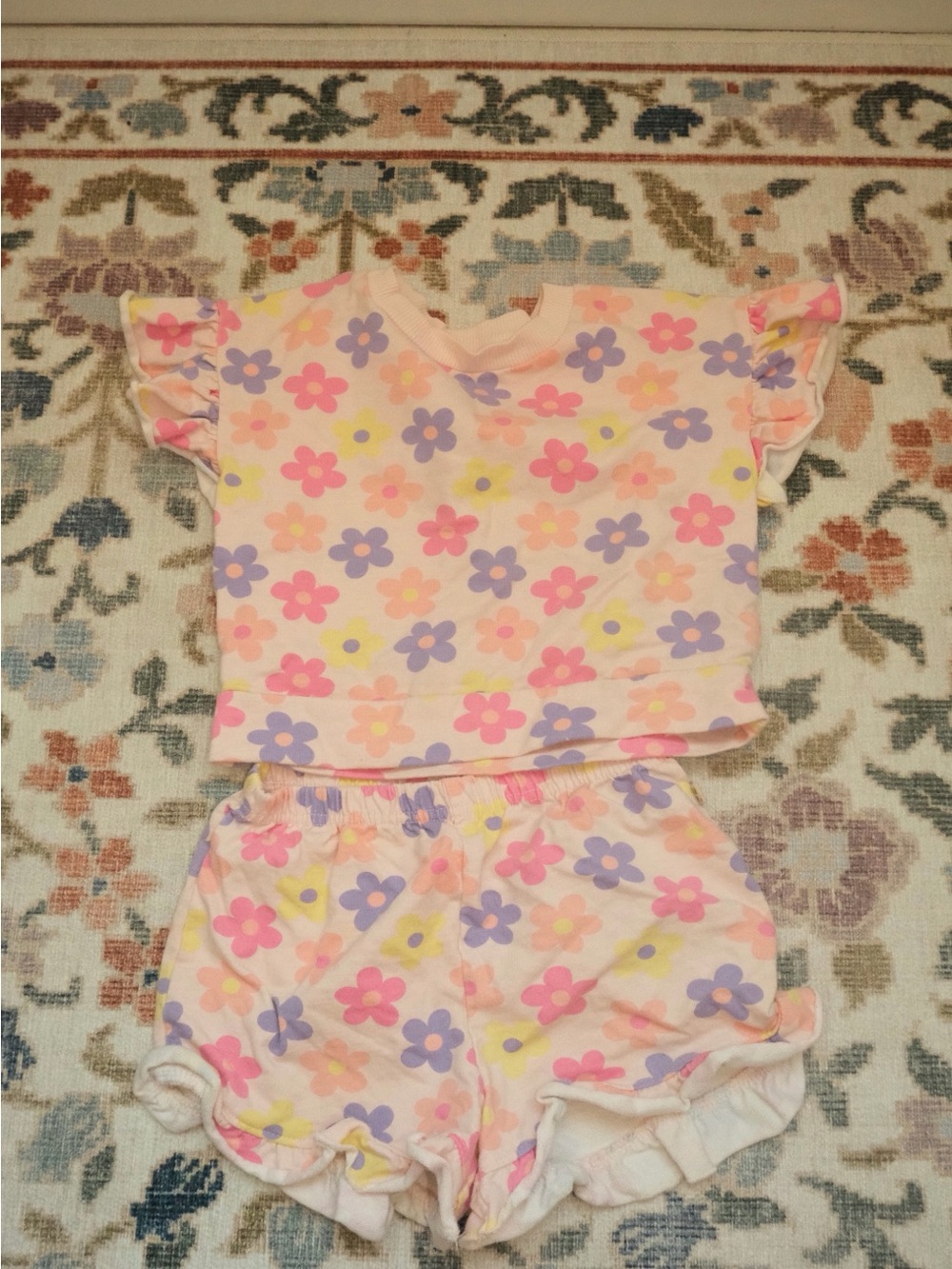BearPaw Pink Floral Ruffle-Sleeve Set